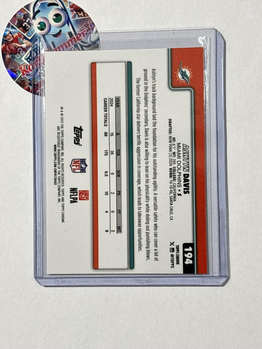 2025 Topps Chrome #194 Ashtyn Davis Lightboard Logo Miami Dolphins