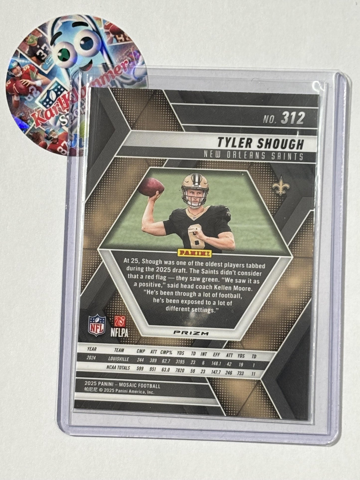 2025 Panini Mosaic #312 Tyler Shough Mosaic Green New Orleans Saints RC