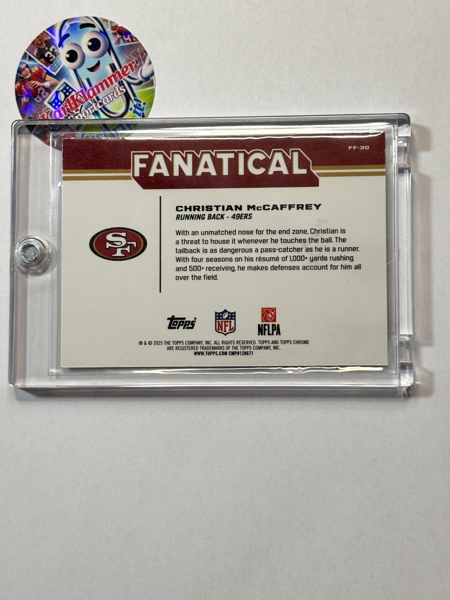 2025 Topps Chrome #FF-30 Christian McCaffrey Fanatical San Francisco 49ers