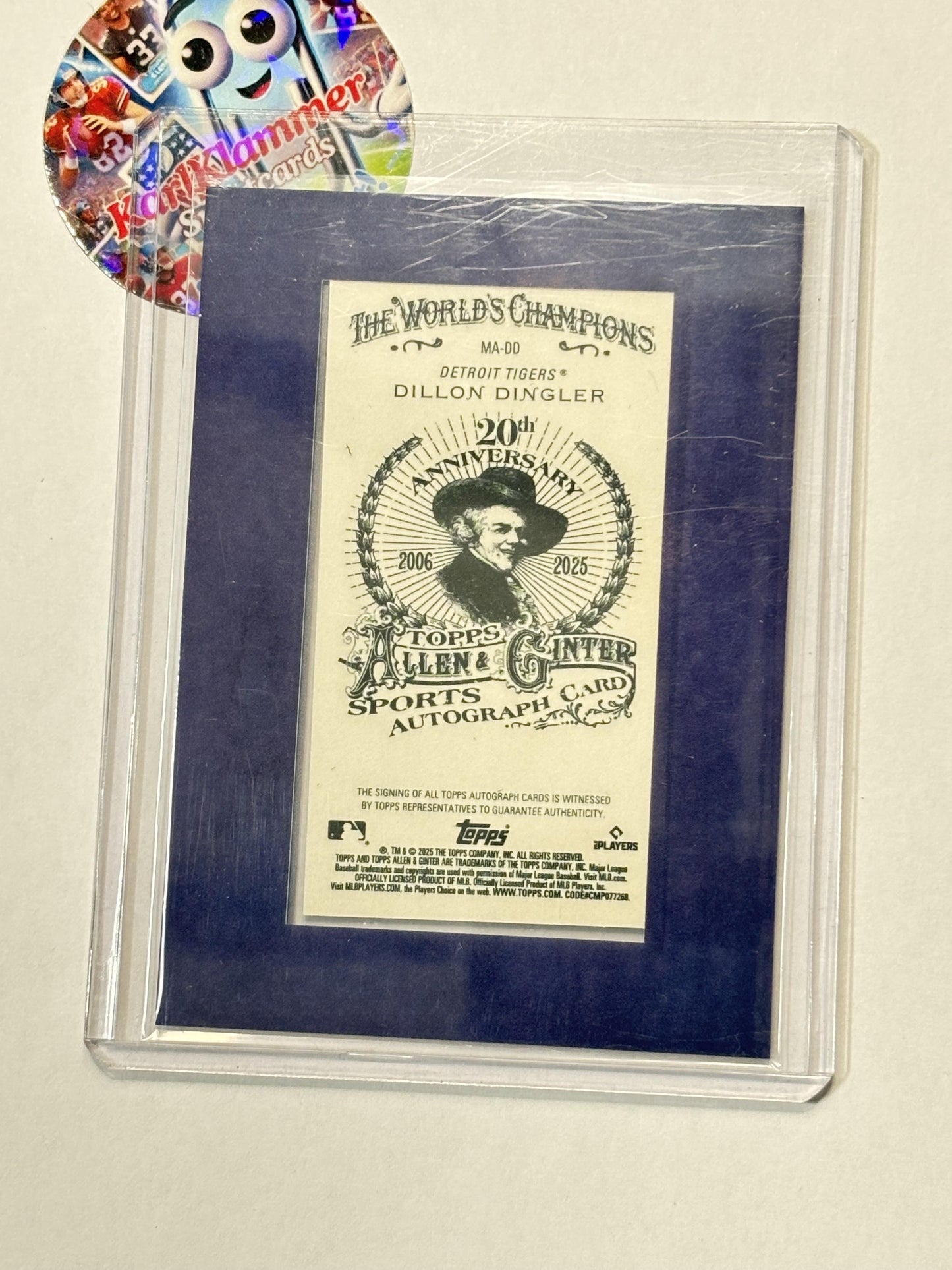 2025 Topps Allen & Ginter #MA-DD Dillon Dingler Framed Mini Baseball Autographs Blue Framed #/99 Detroit Tigers SN,AU