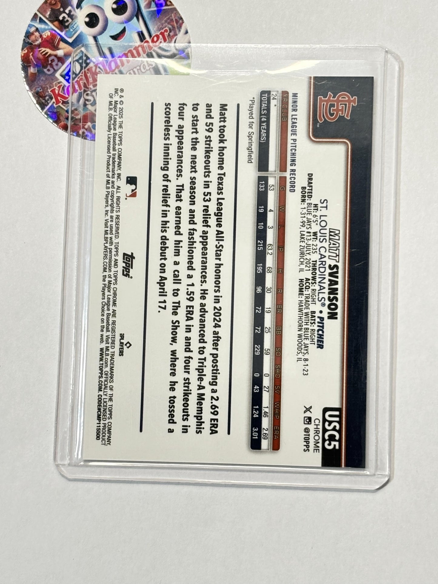 2025 Topps Chrome Update #USC5 Matt Svanson Gold Geometric Refractors #/50 St. Louis Cardinals SN,RC