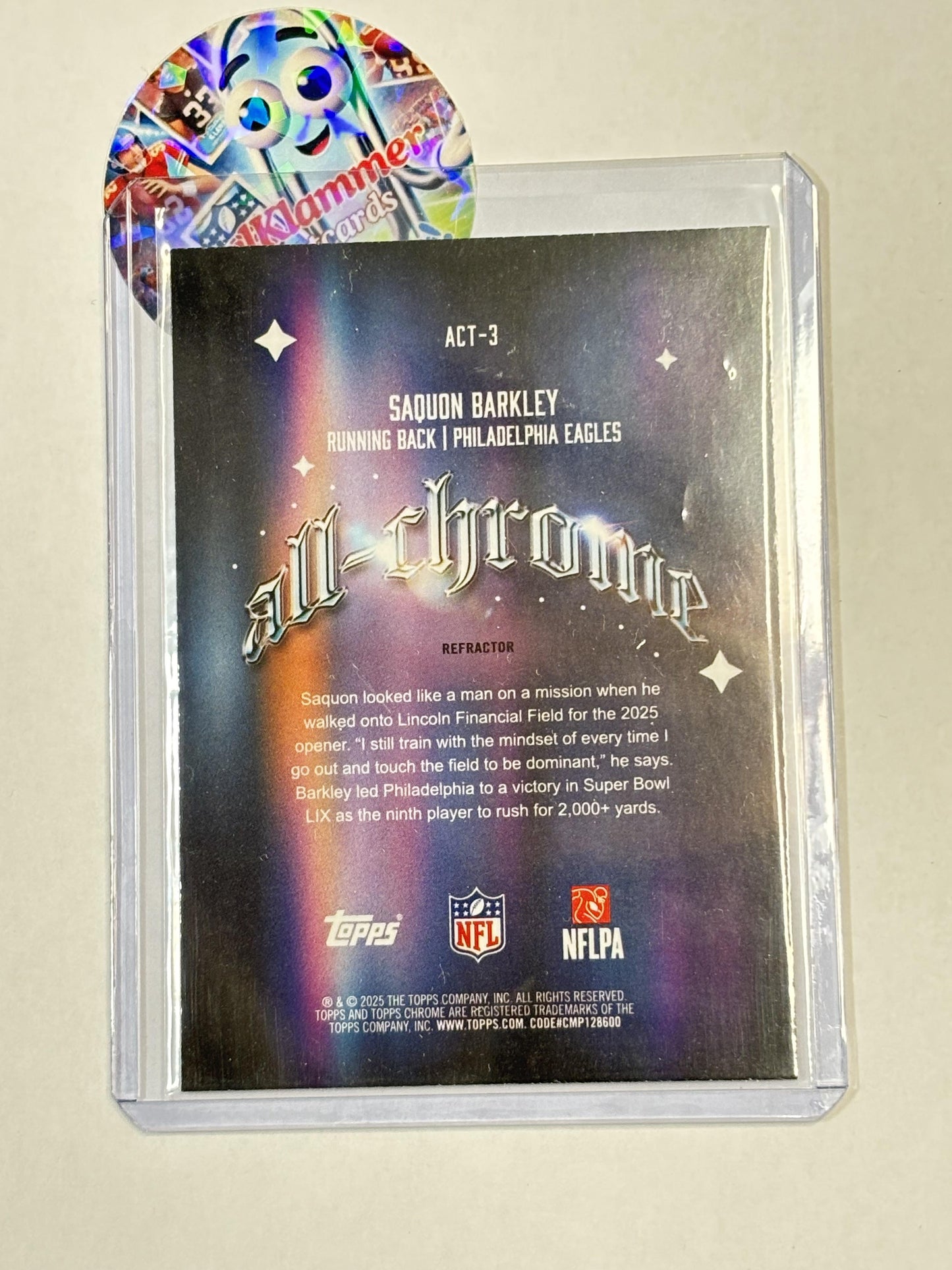 2025 Topps Chrome #ACT-3 Saquon Barkley All-Chrome Team Refractor Philadelphia Eagles