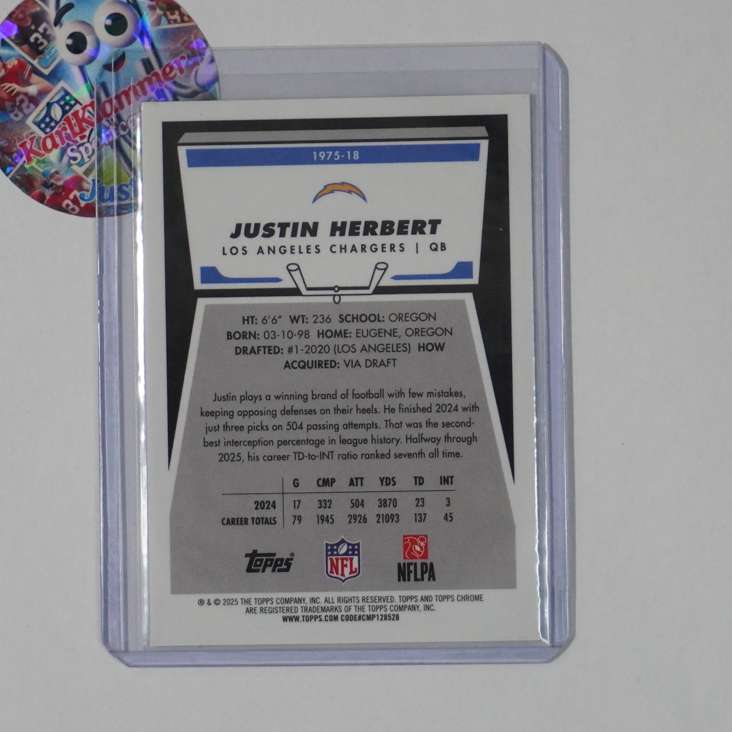 2025 Topps Chrome #1975-18 Justin Herbert 1975 Topps X-Fractor Chargers