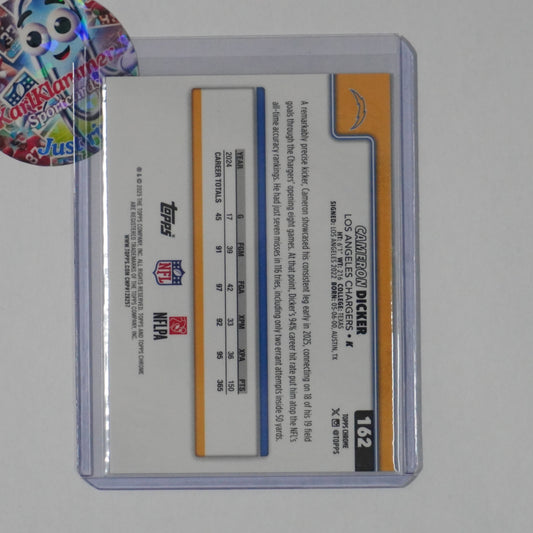 2025 Topps Chrome #162 Cameron Dicker Green Refractor Lava Chargers SN