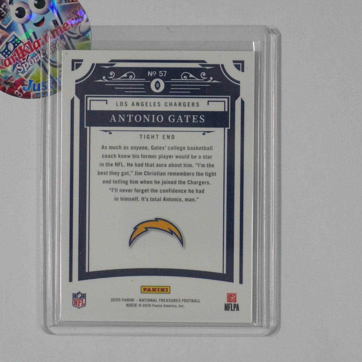 2025 Panini National Treasures #57 Antonio Gates Midnight #/20 Chargers