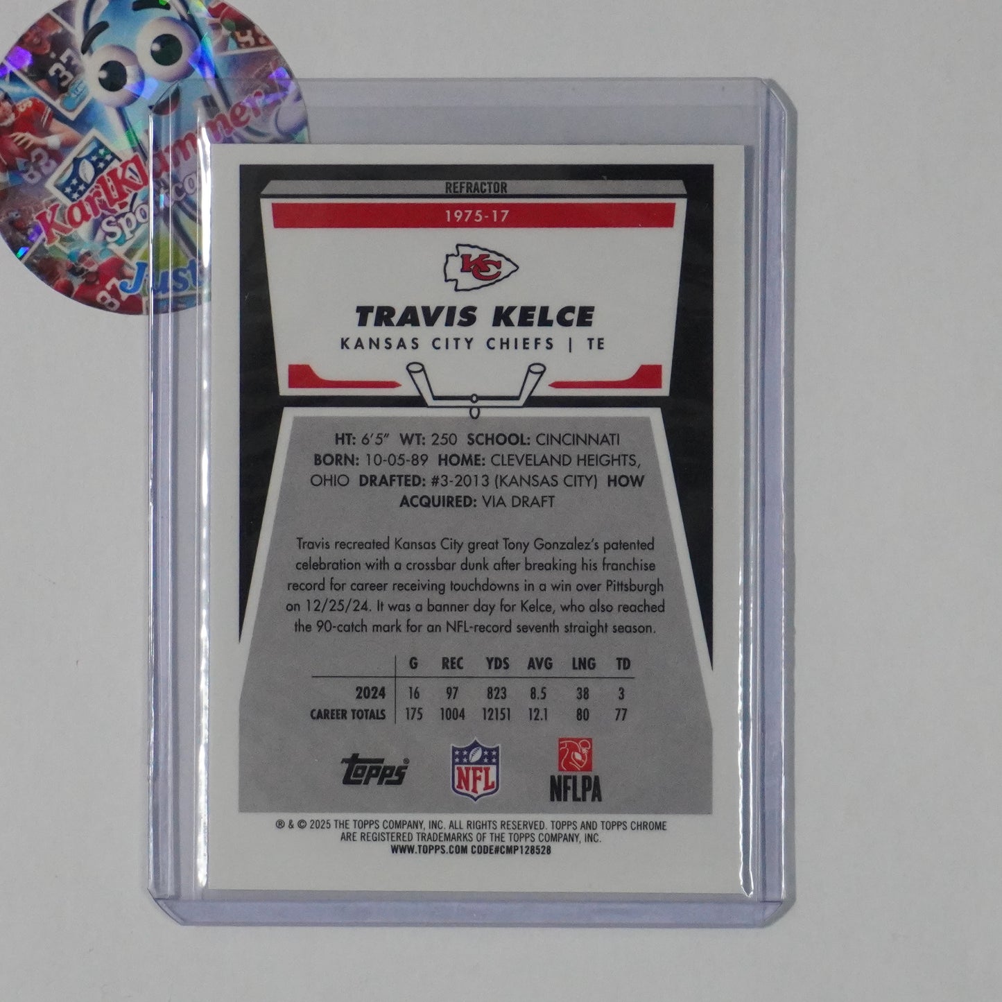 2025 Topps Chrome #1975-17 Travis Kelce 1975 Topps Refractor Kansas City Chiefs
