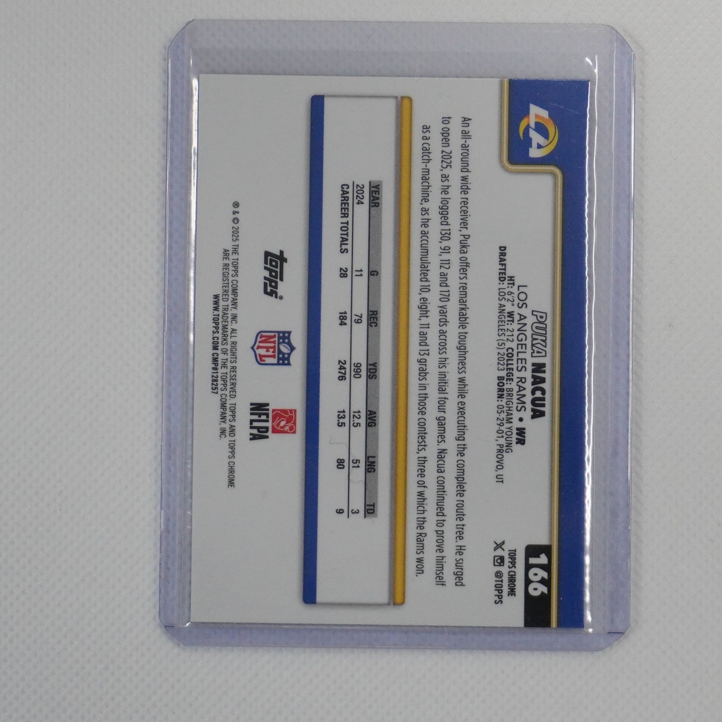 2025 Topps Chrome #166 Puka Nacua Football Leather Refractor Los Angeles Rams