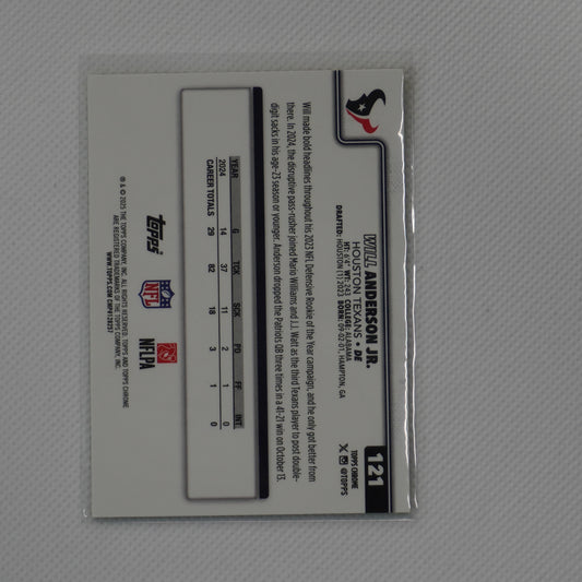 2025 Topps Chrome #121 Will Anderson Jr. Lime Green X-Fractor Houston Texans