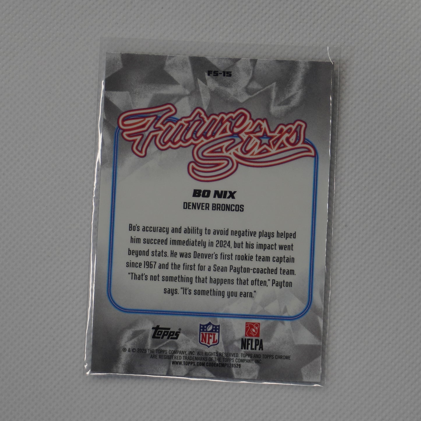 2025 Topps Chrome #FS-15 Bo Nix Future Stars Denver Broncos