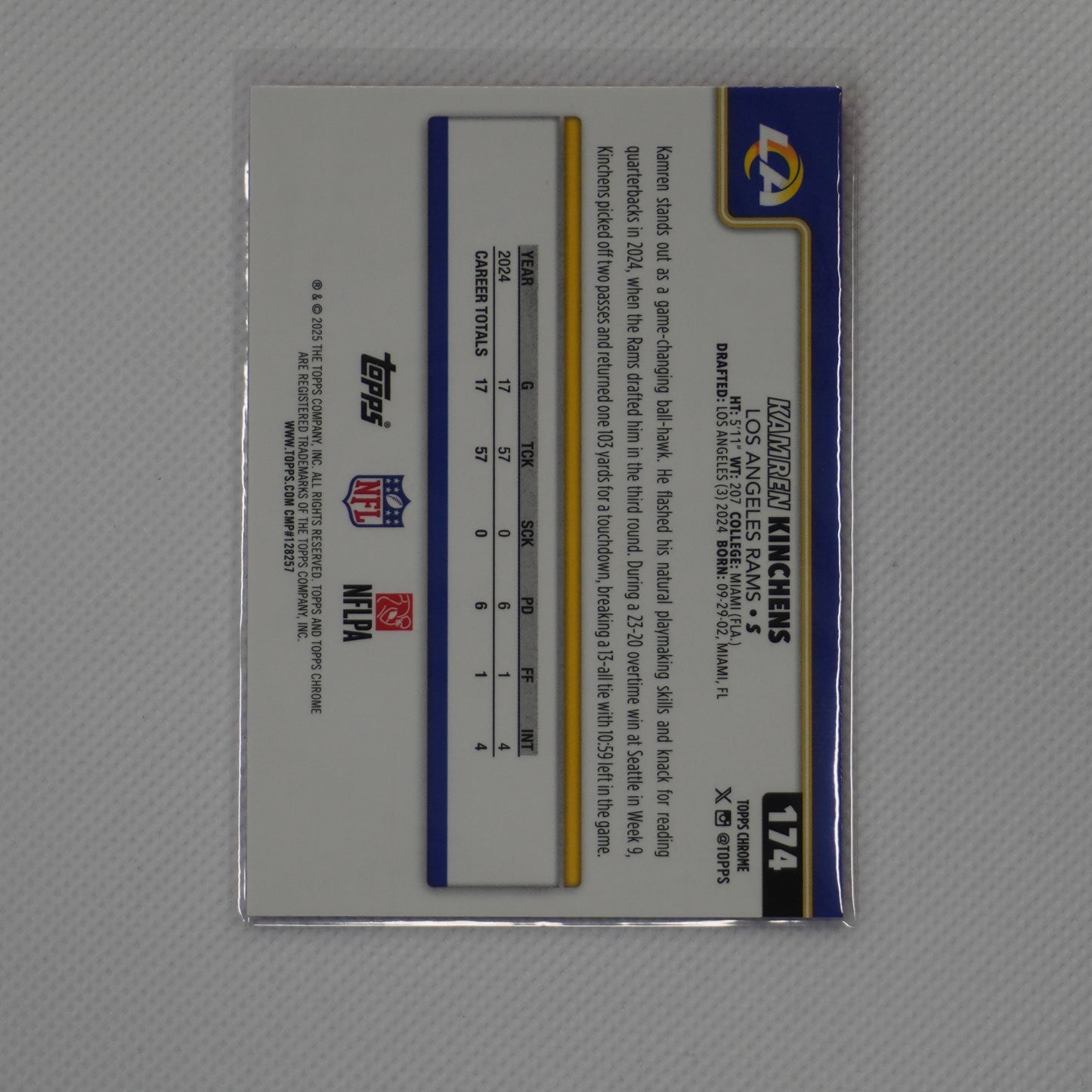 2025 Topps Chrome #174 Kamren Kinchens Hot Pink X-Fractor Los Angeles Rams