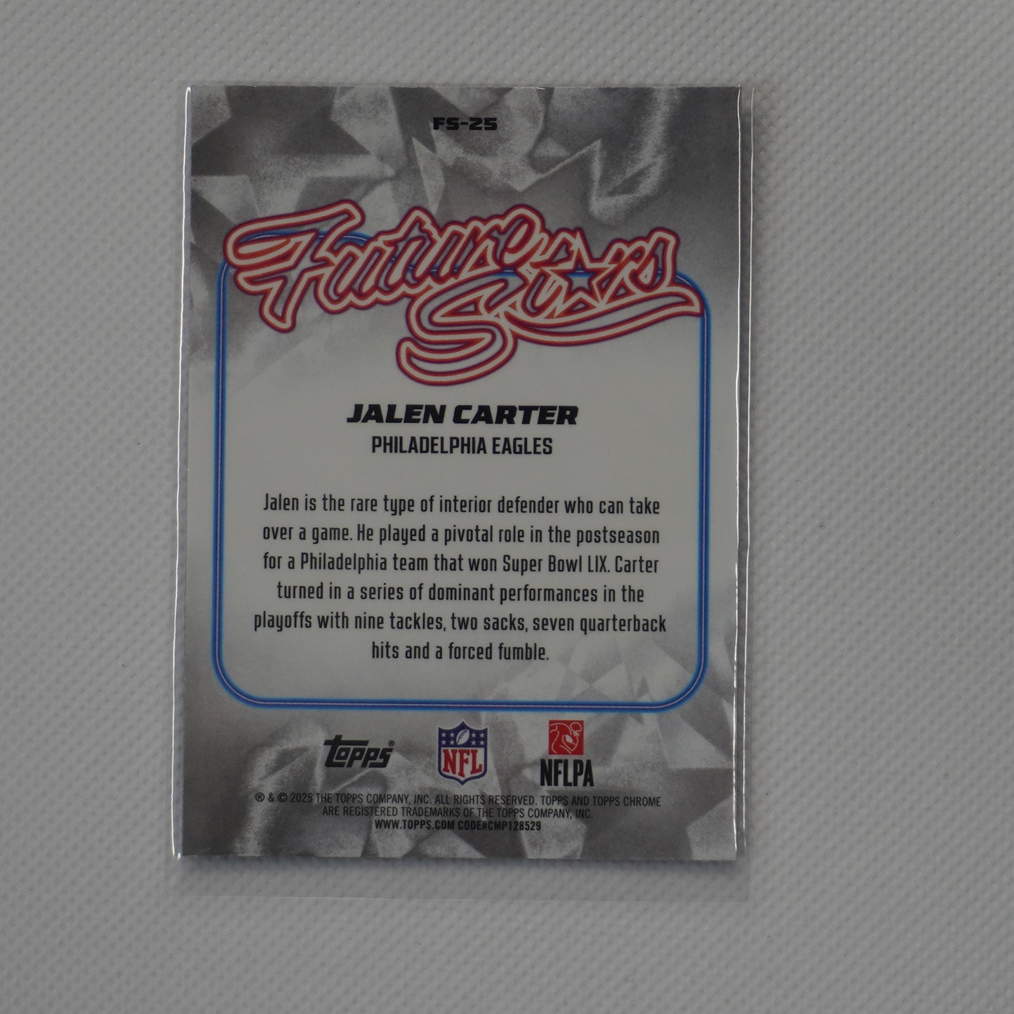 2025 Topps Chrome #FS-25 Jalen Carter Future Stars Philadelphia Eagles