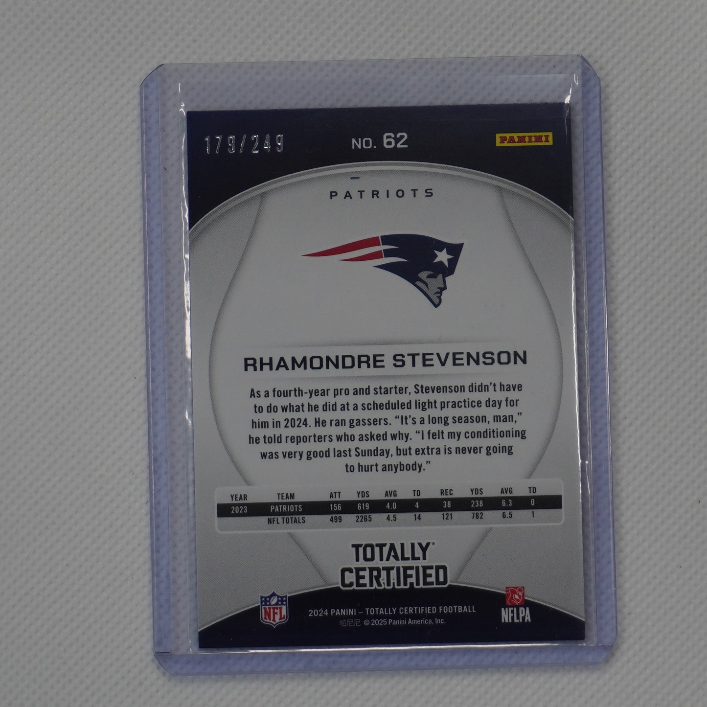 2024 Panini Totally Certified #62 Rhamondre Stevenson Mirror Red #/249