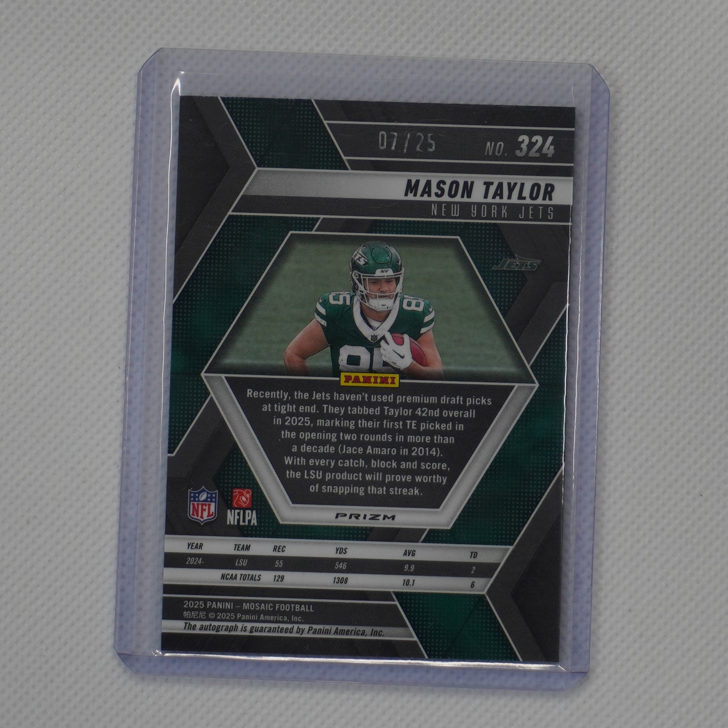 2025 Panini Mosaic #324 Mason Taylor Auto Choice Fusion Green and Black #/25