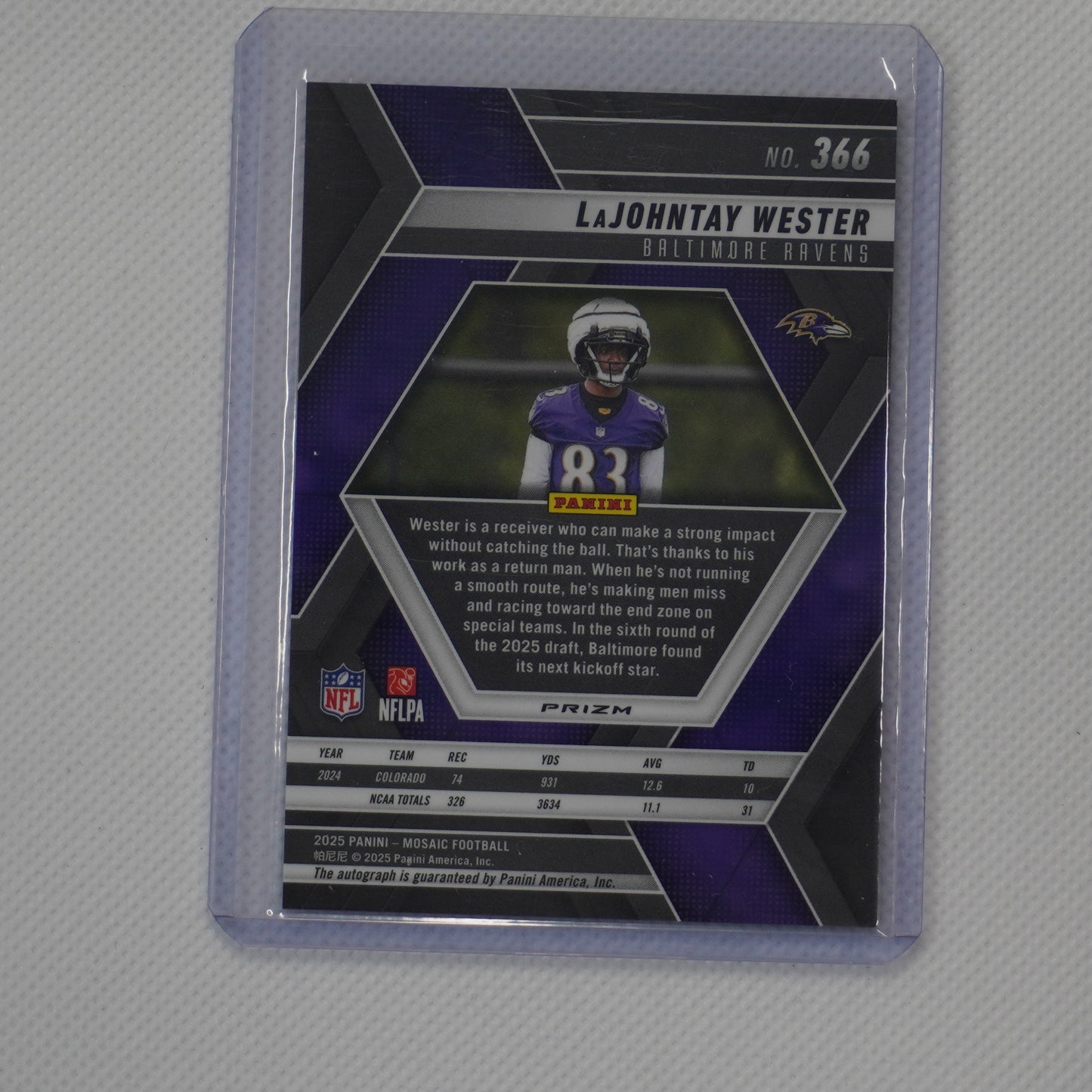 2025 Panini Mosaic #366 LaJohntay Wester Auto Choice Fusion Red and Yellow