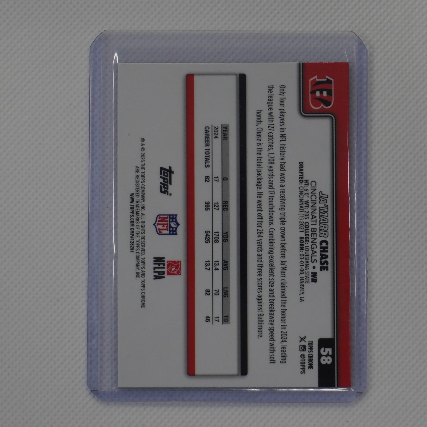2025 Topps Chrome #58 Ja'Marr Chase X-Fractor Cincinnati Bengals