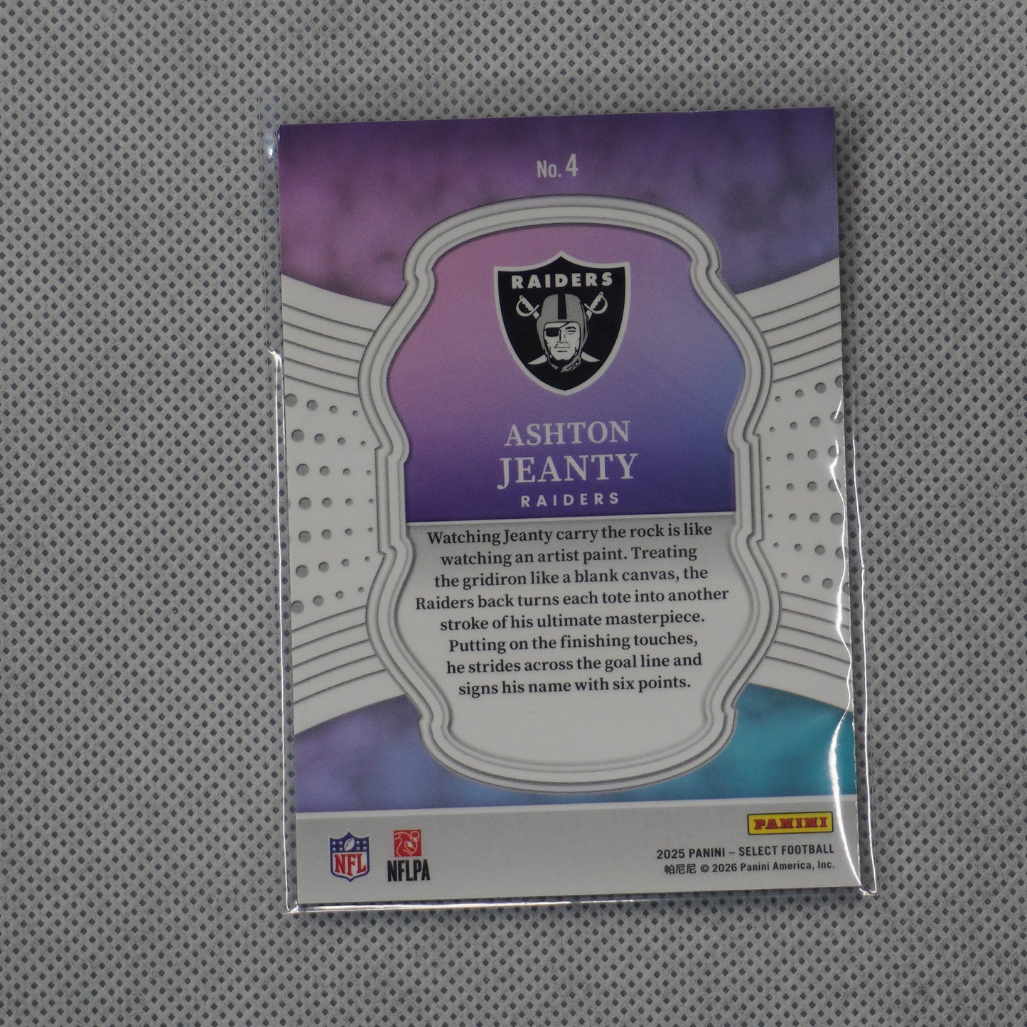 2025 Panini Select #4 Ashton Jeanty Select Certified Rookies Raiders