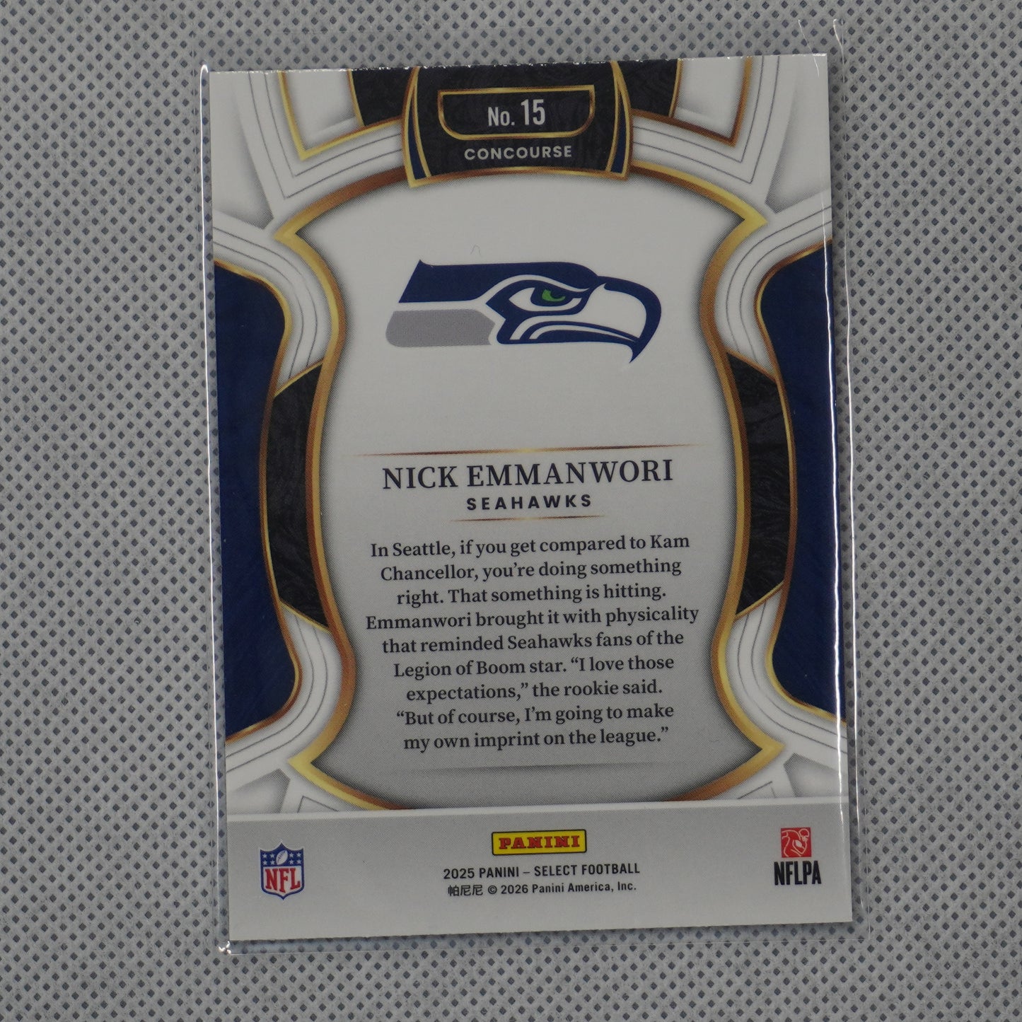 2025 Panini Select #15 Nick Emmanwori Seattle Seahawks RC