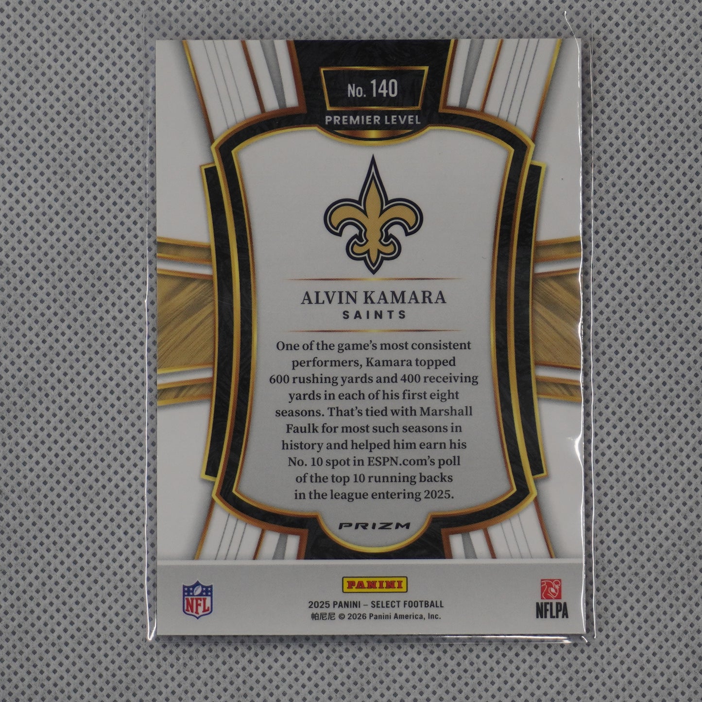 2025 Panini Select #140 Alvin Kamara Pink Prizm Shock New Orleans Saints