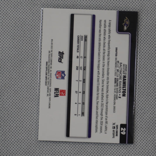 2025 Topps Chrome #29 Kyle Hamilton X-Fractor Baltimore Ravens