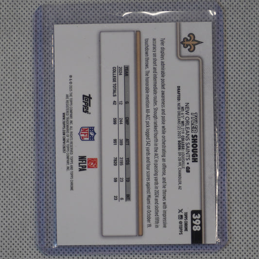 2025 Topps Chrome #398 Tyler Shough Geometric Refractor New Orleans Saints RC