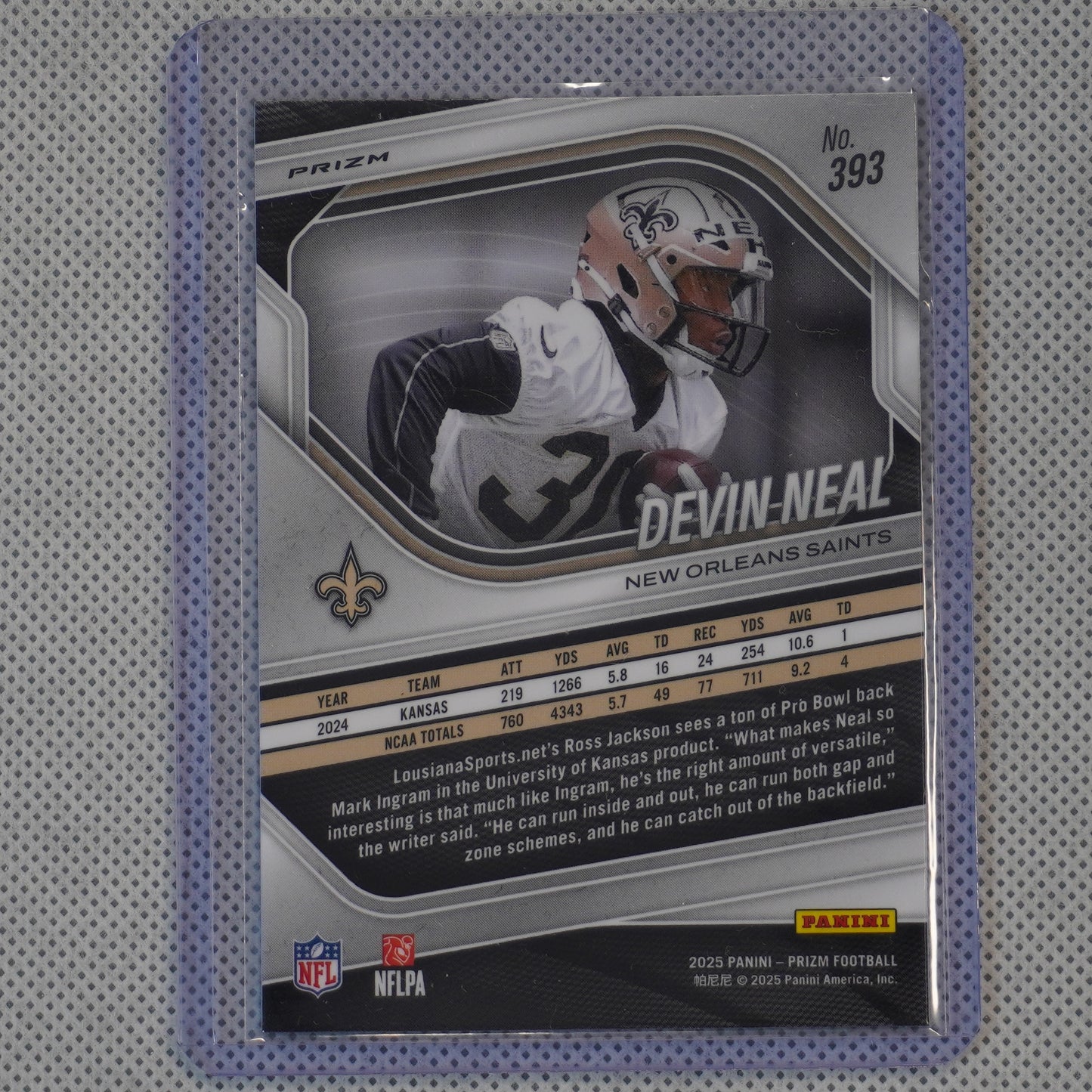 2025 Panini Prizm #393 Devin Neal Orange Ice New Orleans Saints