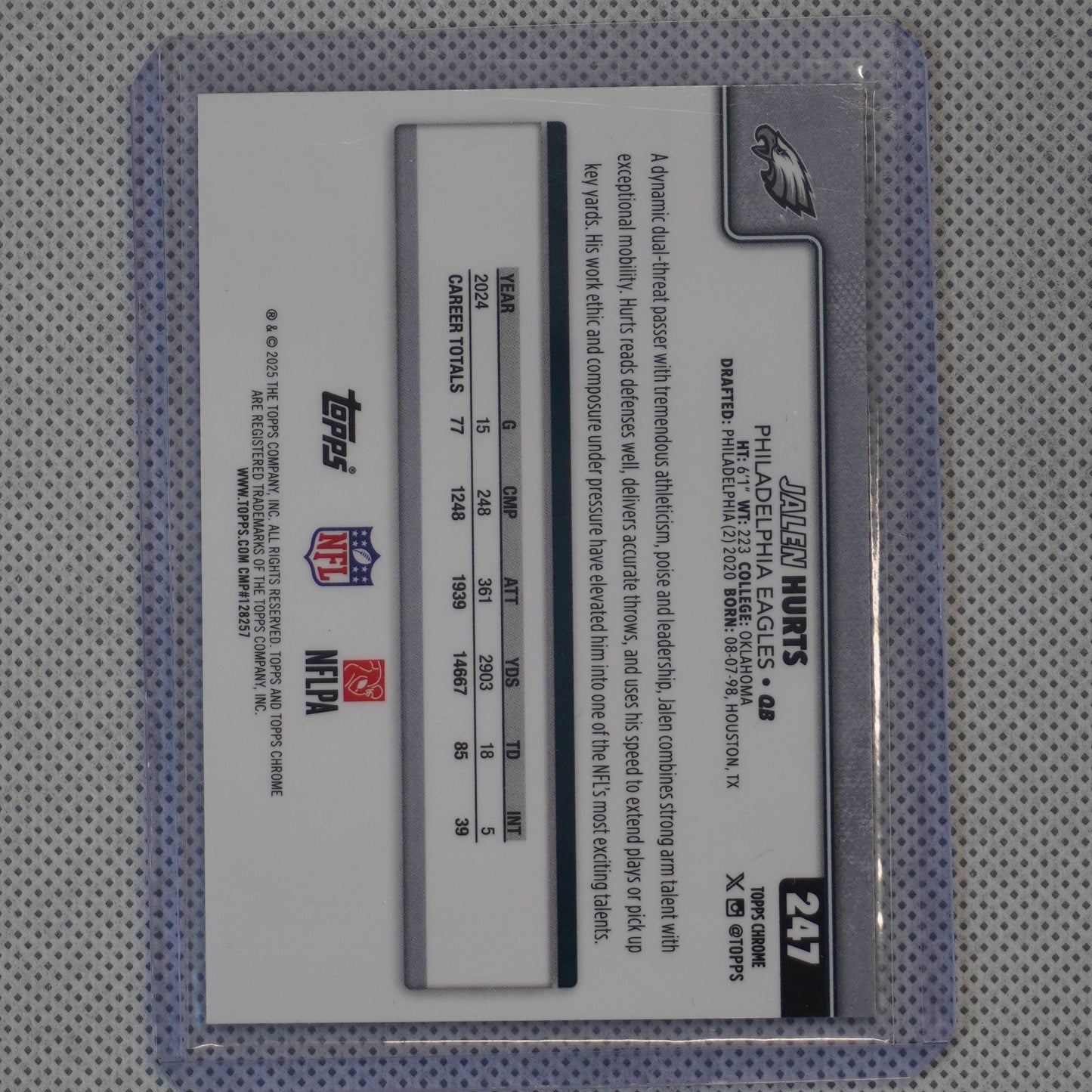 2025 Topps Chrome #247 Jalen Hurts Hot Pink X-Fractor Philadelphia Eagles
