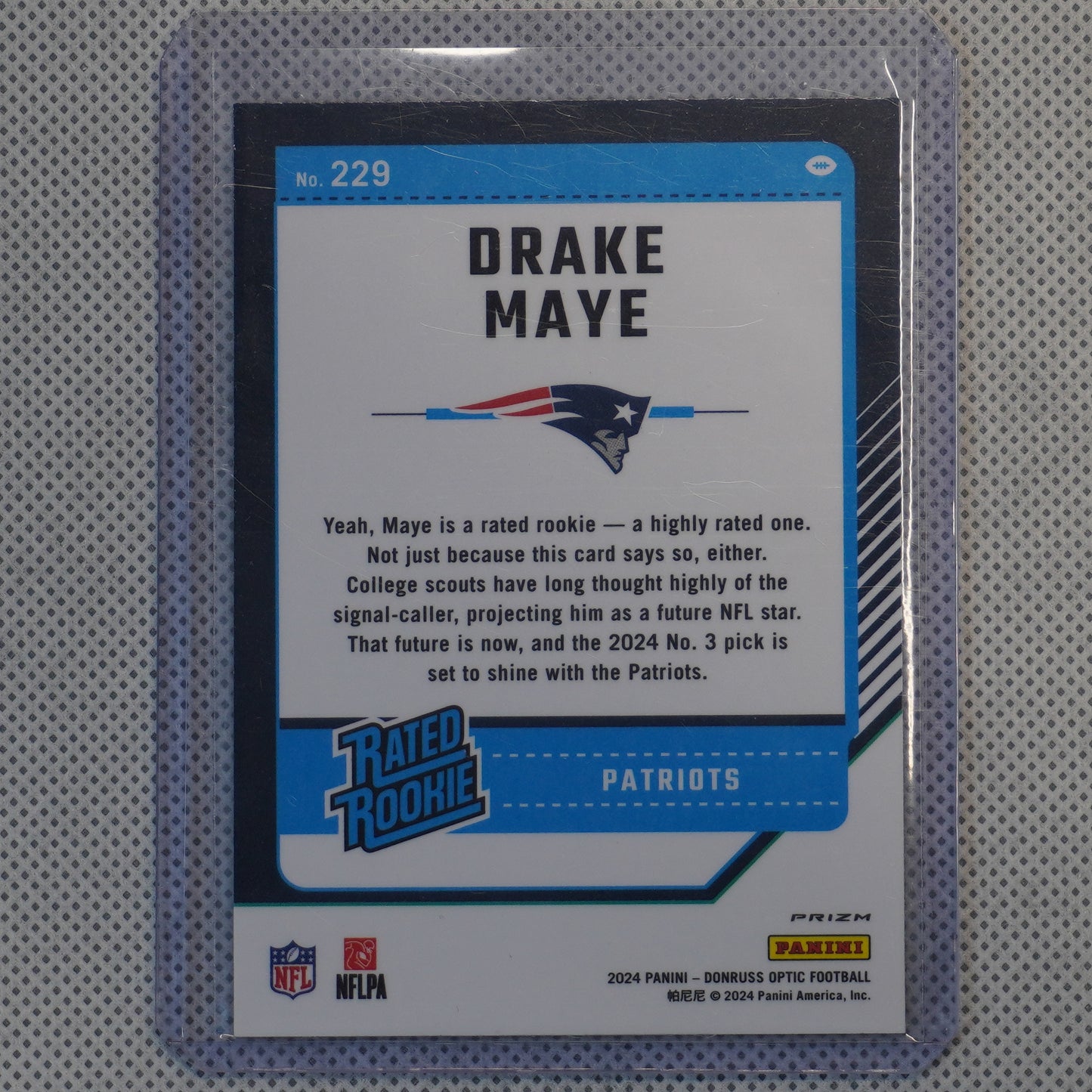 2024 Donruss Optic #229 Drake Maye Holo New England Patriots