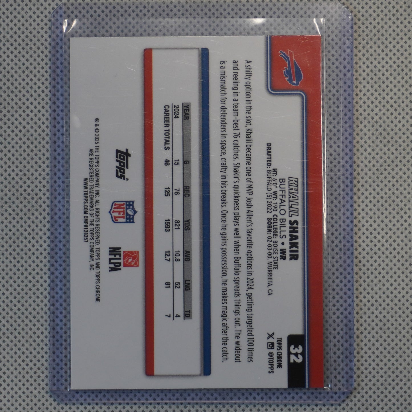 2025 Topps Chrome #32 Khalil Shakir Ray Wave Refractor Buffalo Bills