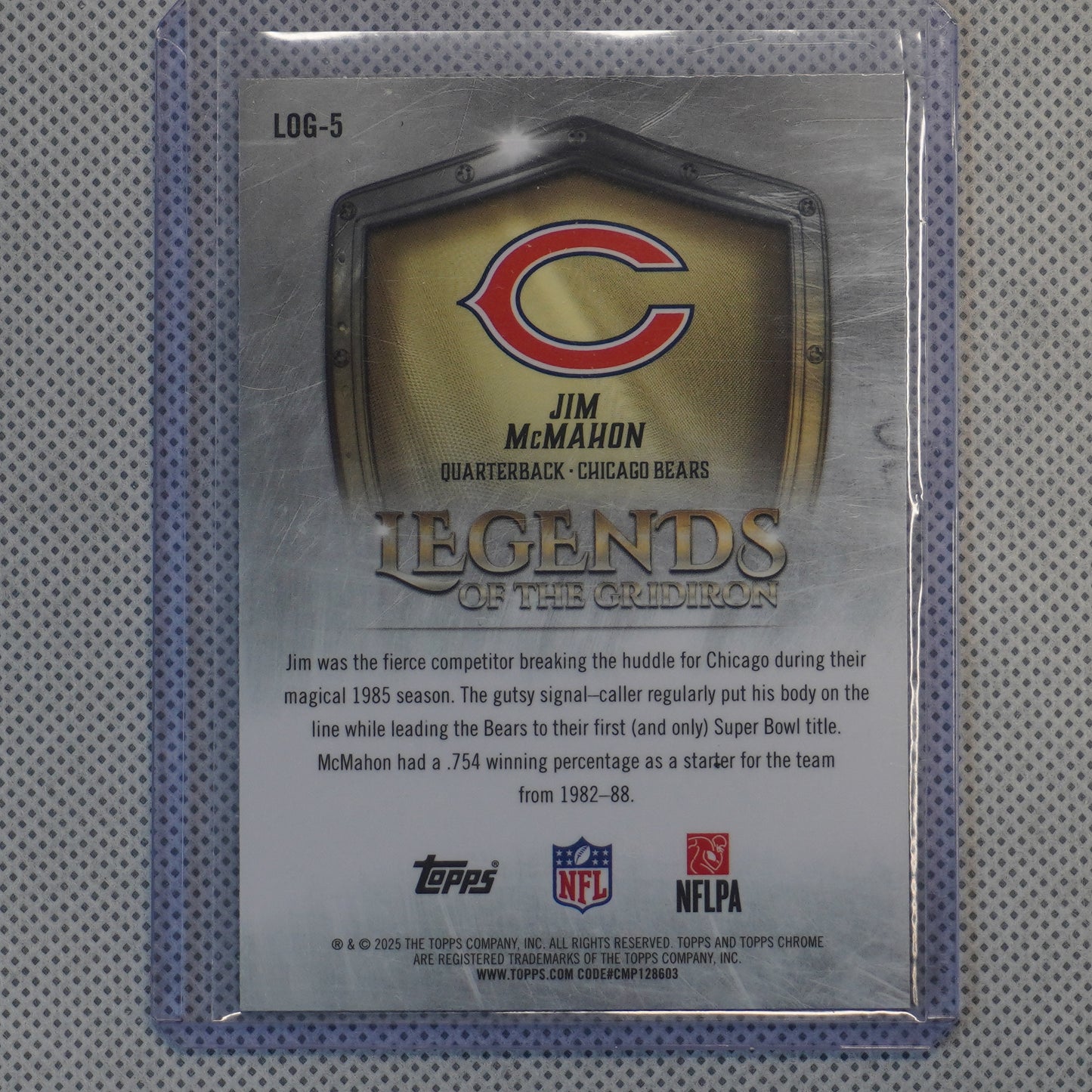 2025 Topps Chrome #LOG-5 Jim McMahon Legends of the Gridiron Chicago Bears