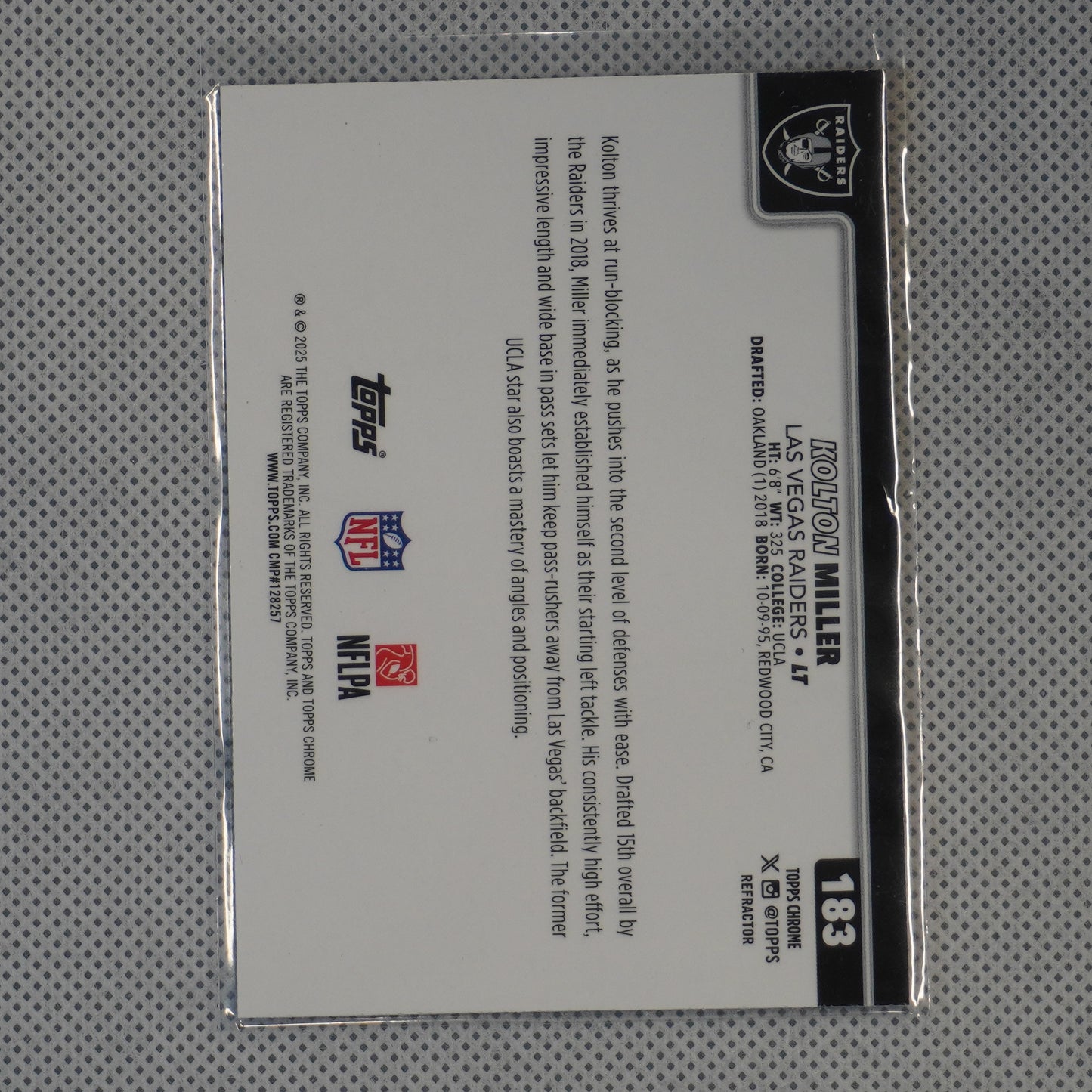 2025 Topps Chrome #183 Kolton Miller Refractor Las Vegas Raiders