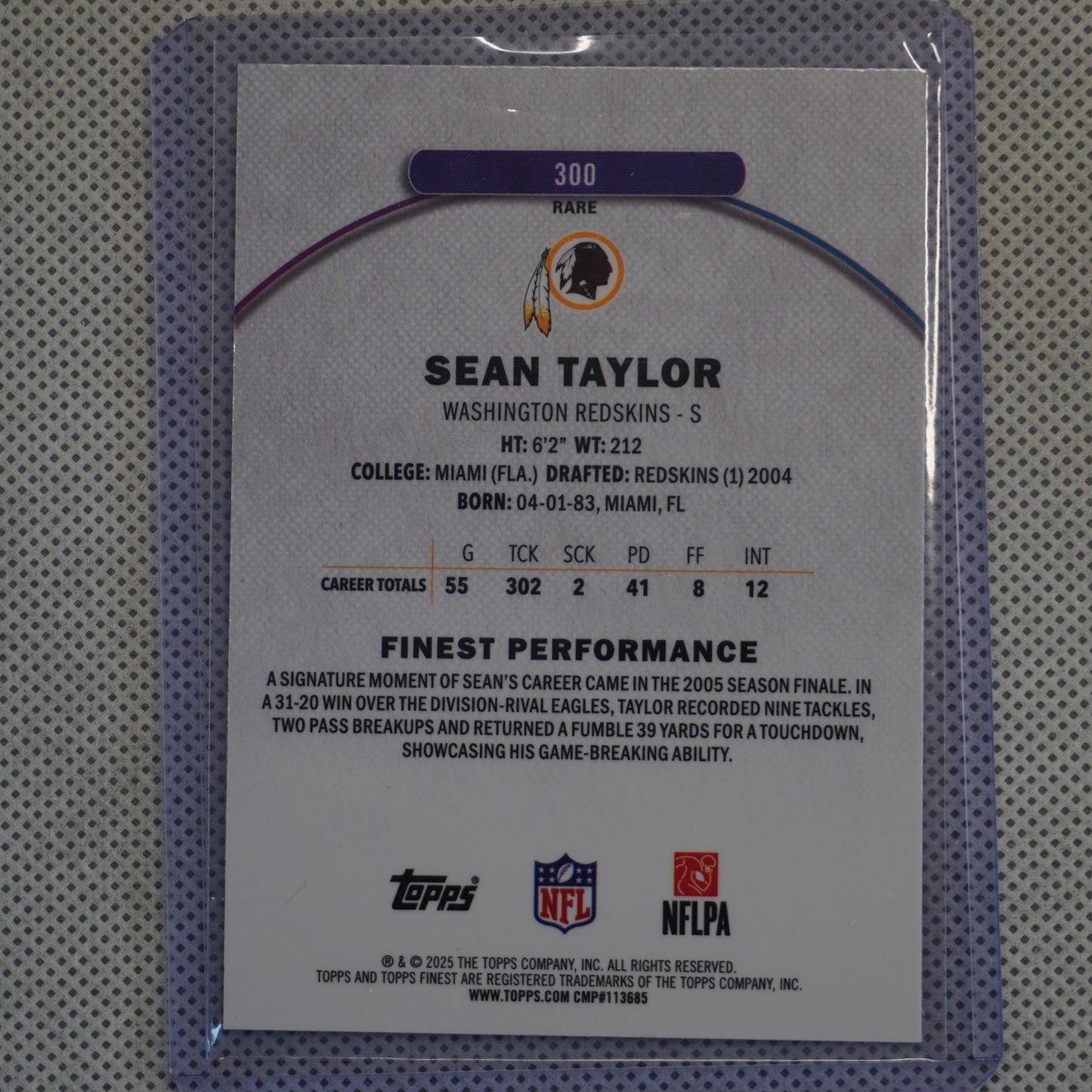 2025 Finest #300 Sean Taylor Washington Redskins