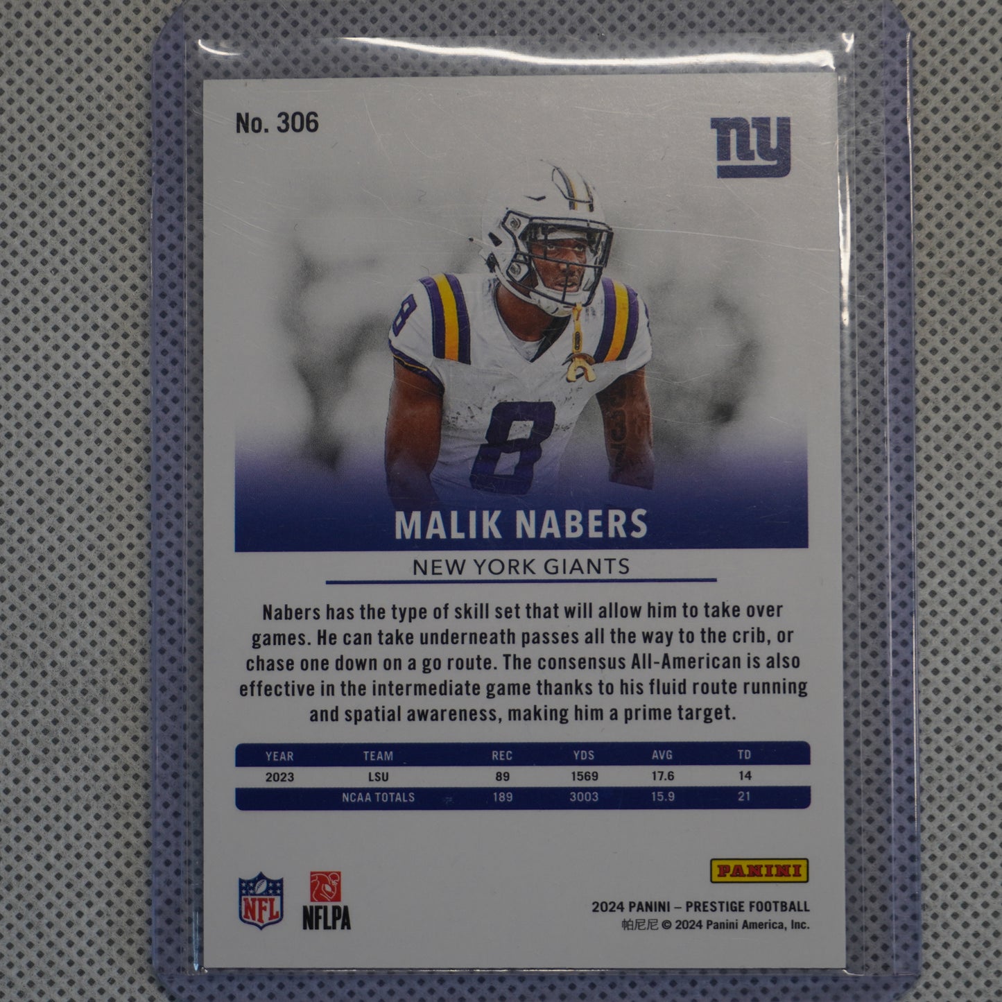 2024 Panini Prestige #306 Malik Nabers Blue Premium Xtra Points #/299 New York Giants SN,RC