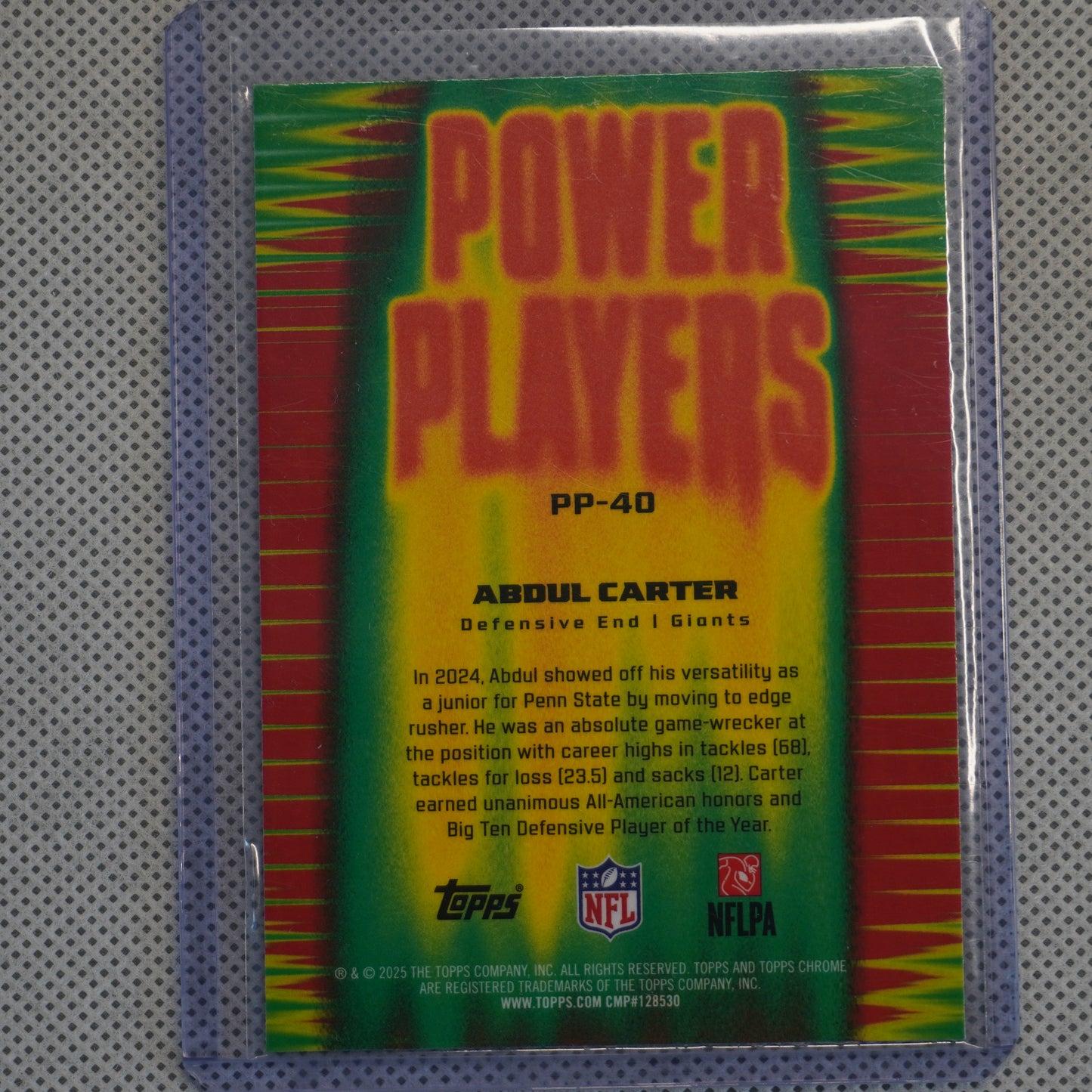 2025 Topps Chrome #PP-40 Abdul Carter Power Players New York Giants