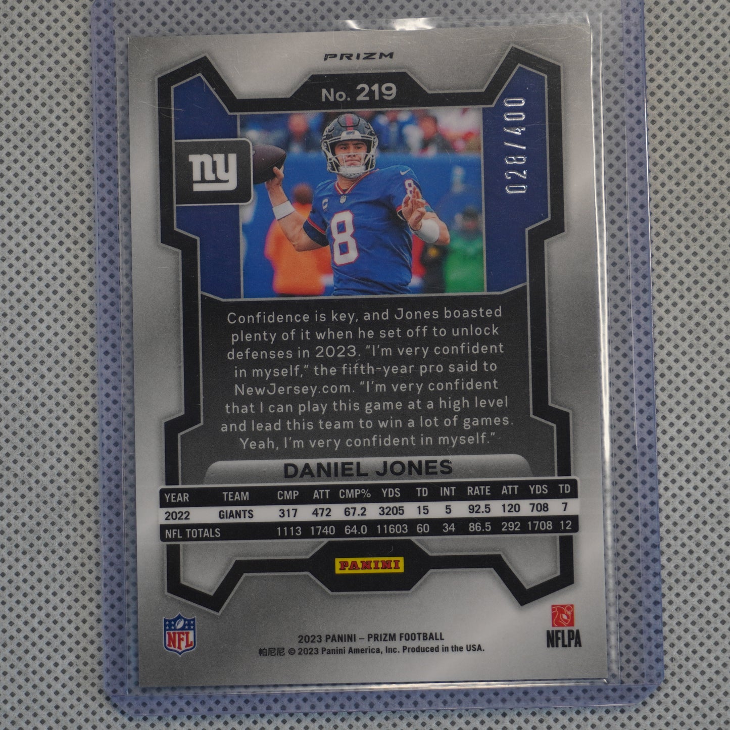 2023 Panini Prizm #219 Daniel Jones Pandora #/400 New York Giants SN
