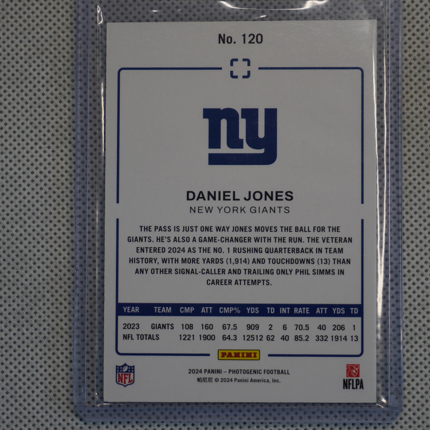 2024 Panini Photogenic #120 Daniel Jones Silver #/150 New York Giants SN