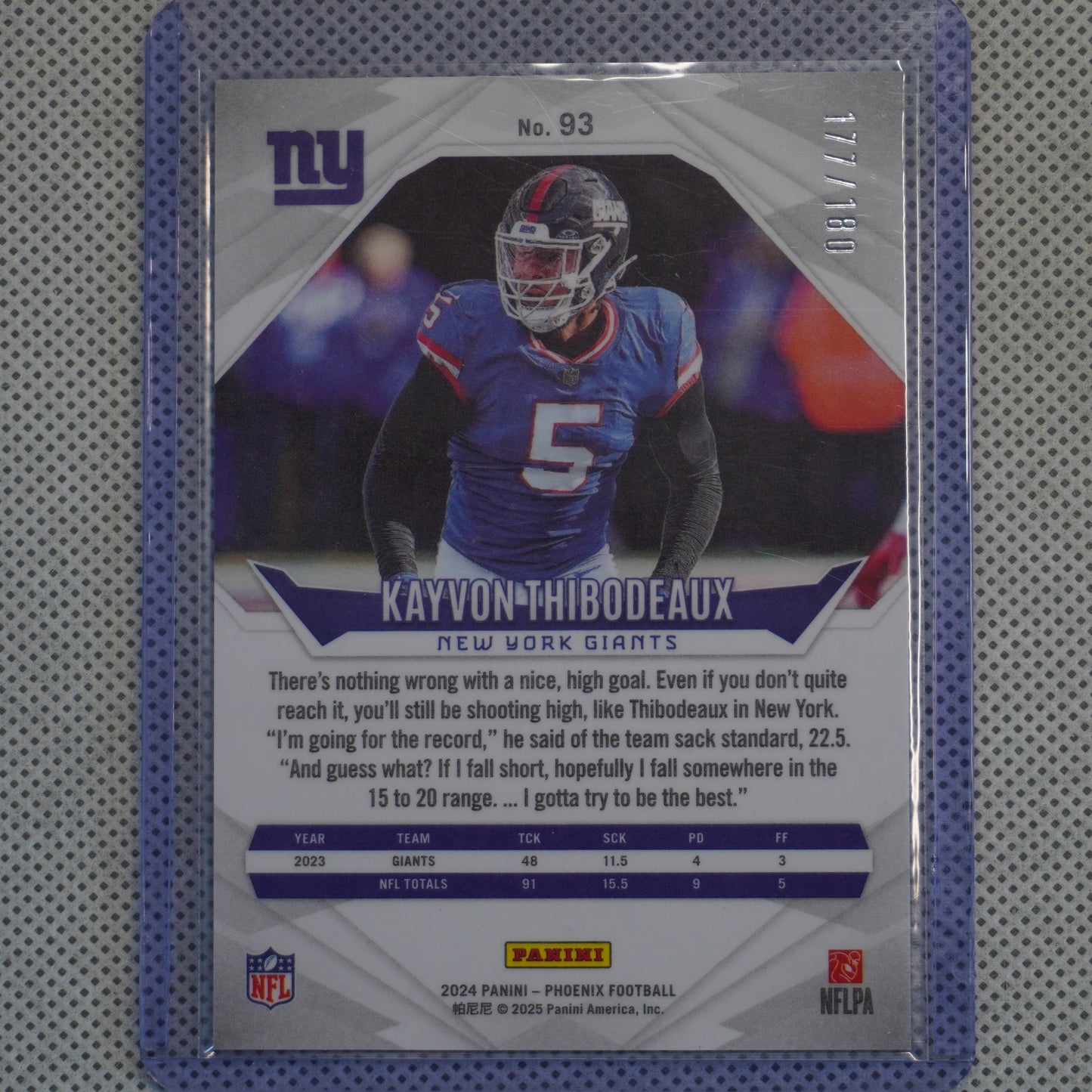 2024 Panini Phoenix #93 Kayvon Thibodeaux Stars #/180 New York Giants SN