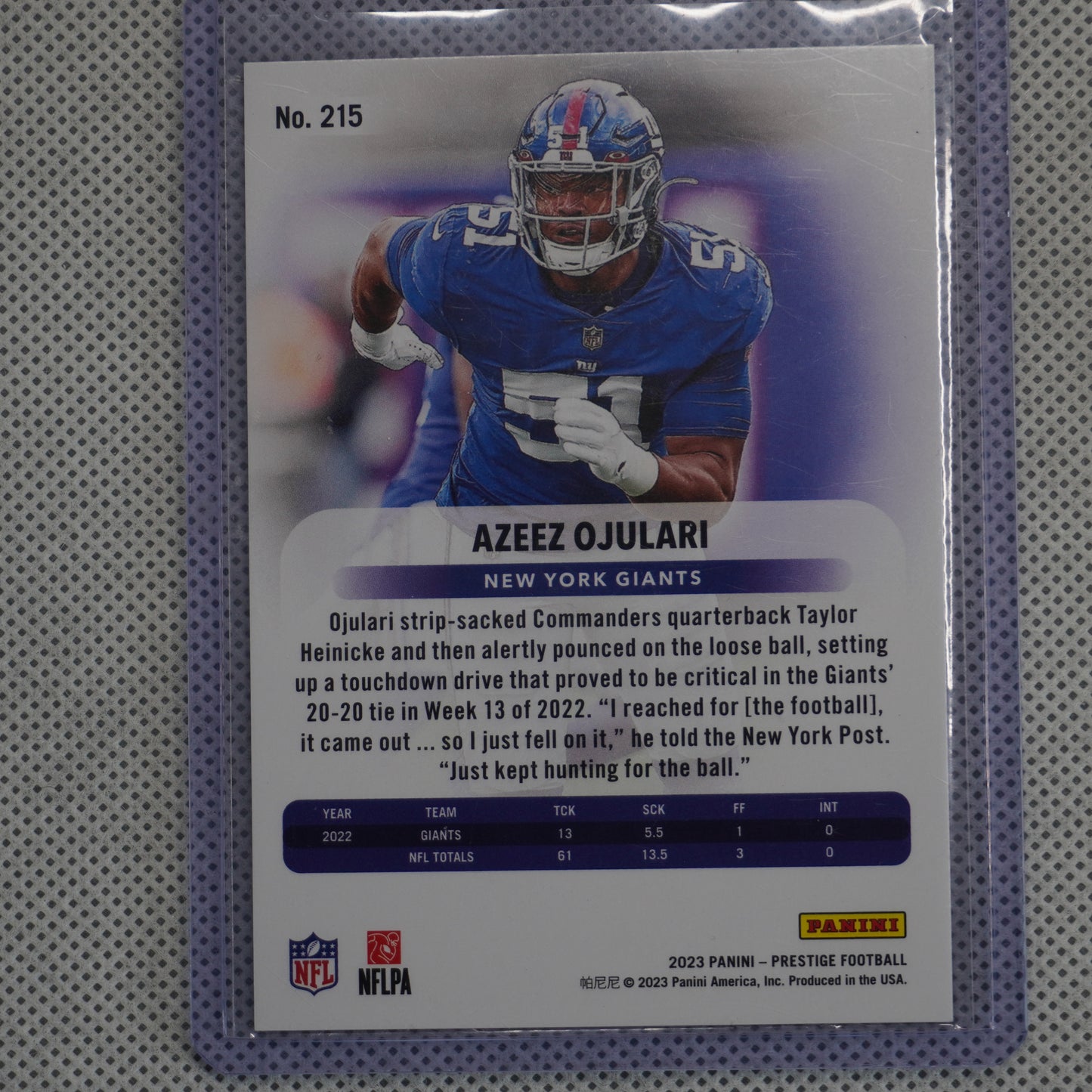 2023 Panini Prestige #215 Azeez Ojulari Xtra Points Premium Red #/399 New York Giants SN
