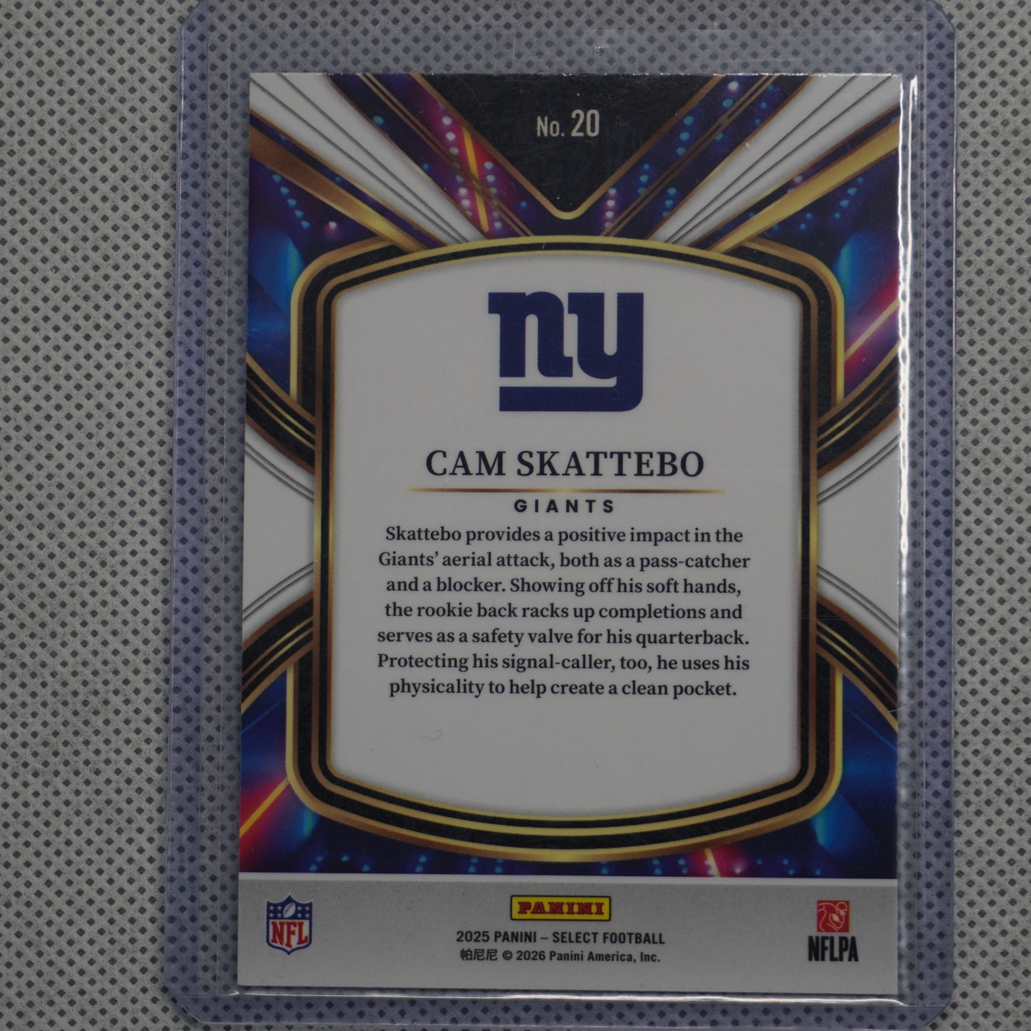 2025 Panini Select #20 Cam Skattebo Select Future New York Giants