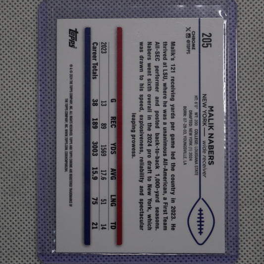 2024 Topps Chrome #205 Malik Nabers New York Giants RC