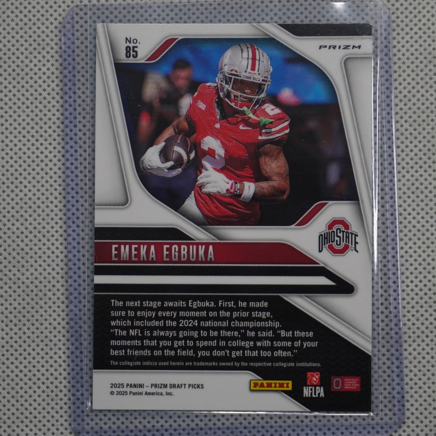 2025 Panini Prizm Draft Picks #85 Emeka Egbuka Prizms Gold Ice Ohio State Buckeyes