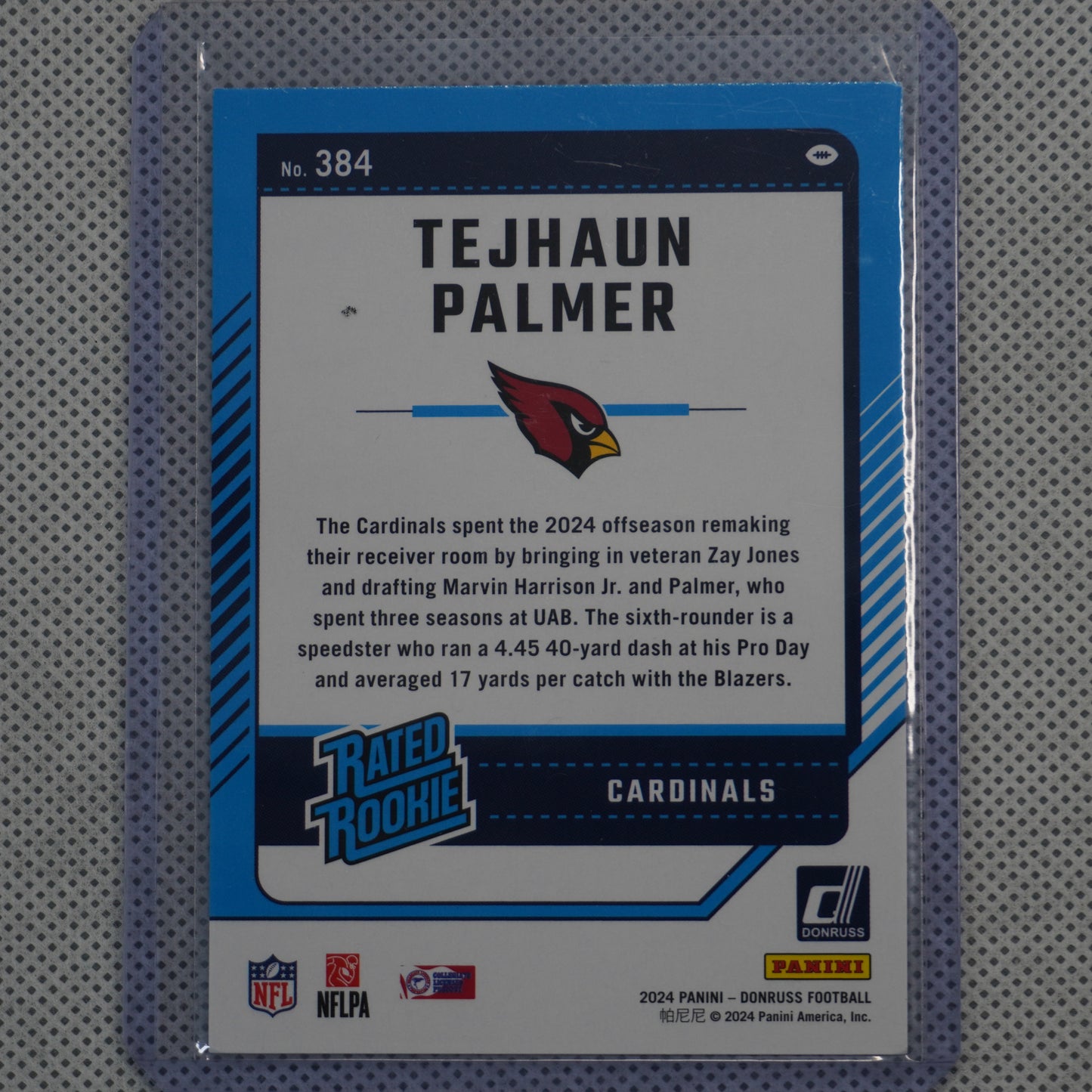 2024 Donruss #384 Tejhaun Palmer Arizona Cardinals RC