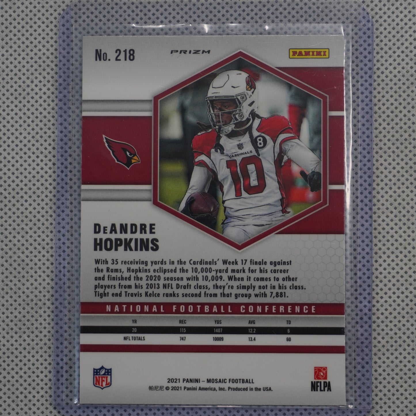 2021 Panini Mosaic #218 DeAndre Hopkins Prizm Reactive Blue Arizona Cardinals