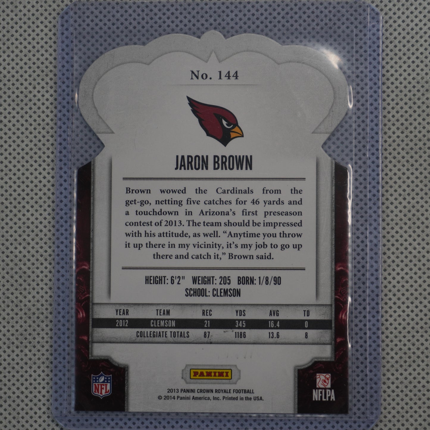 2013 Panini Crown Royale #144 Jaron Brown Arizona Cardinals RC