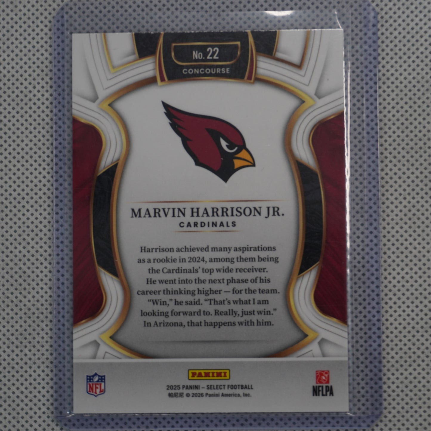 2025 Panini Select #22 Marvin Harrison Jr. Arizona Cardinals