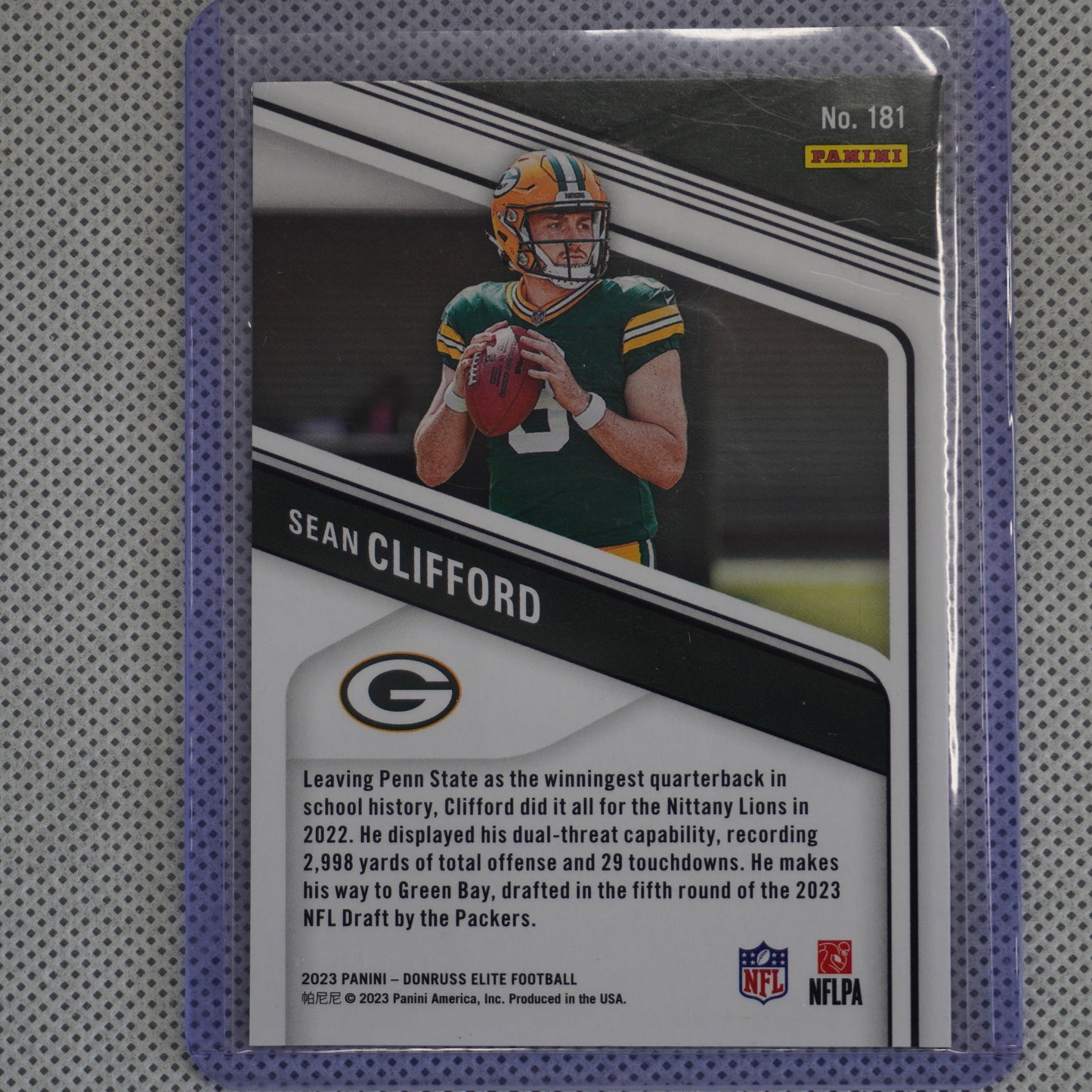 2023 Donruss Elite #181 Sean Clifford Orange #/399 Green Bay Packers SN,RC
