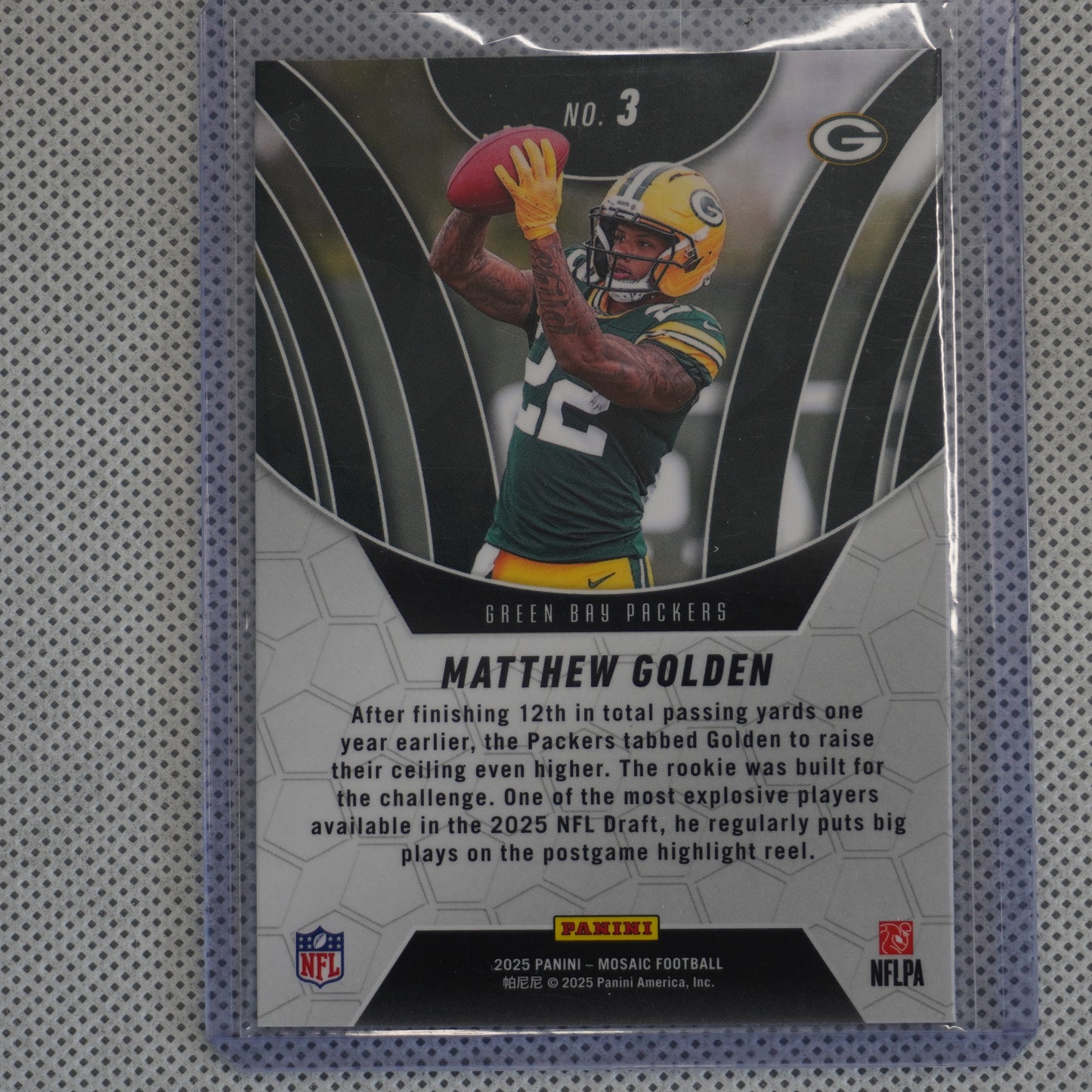 2025 Panini Mosaic #3 Matthew Golden Elevate Green Bay Packers