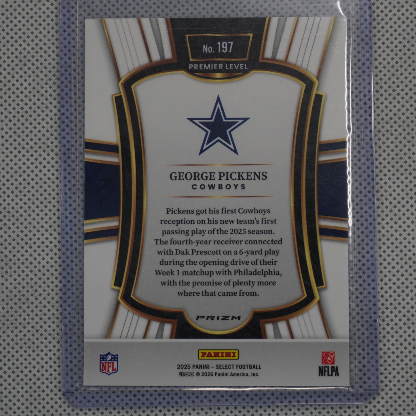 2025 Panini Select #197 George Pickens Pink Prizm Shock Dallas Cowboys