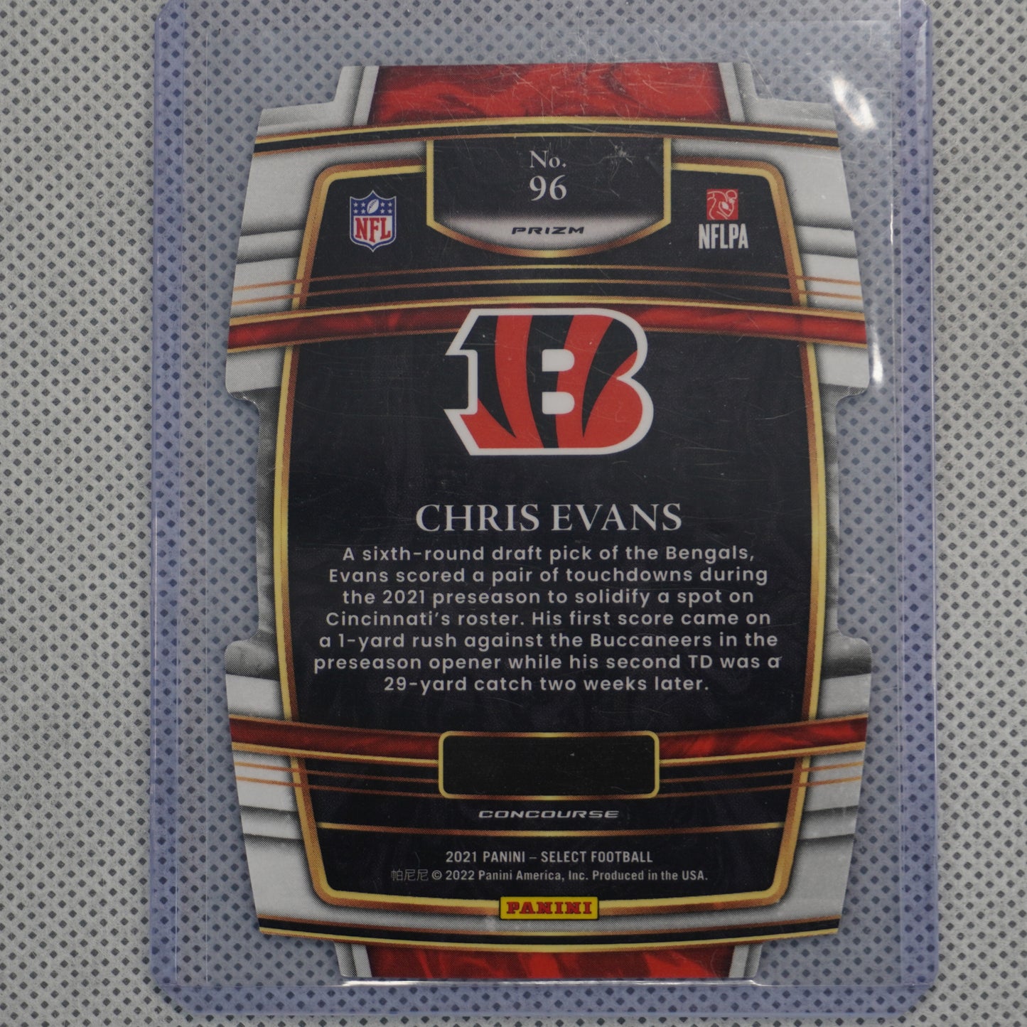 2021 Panini Select #96 Chris Evans Red and Yellow Prizm Die Cut Cincinnati Bengals RC