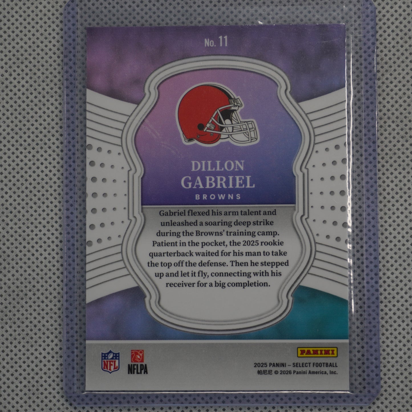 2025 Panini Select #11 Dillon Gabriel Select Certified Rookies Cleveland Browns