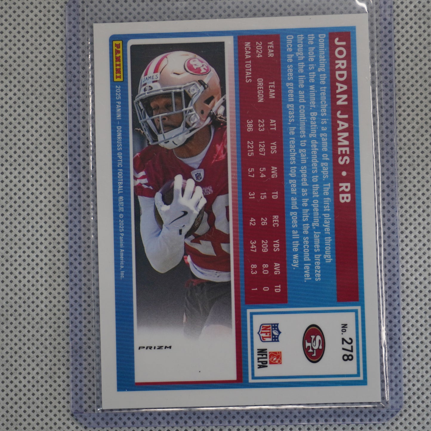 2025 Donruss Optic #278 Jordan James Blue Hyper San Francisco 49ers RC